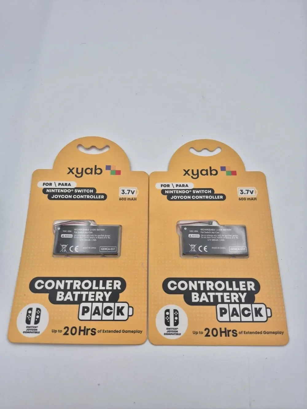 Lot of 2 XYAB Nintendo Switch Joycon Controller Battery Pack 20 Hour Life NEW